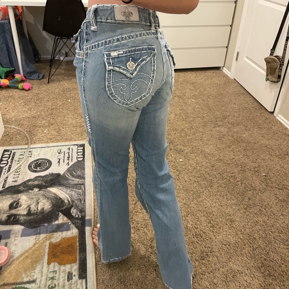 WHITE STITCH VINTAGE Y2K EMBROIDERED POCKET JEANS